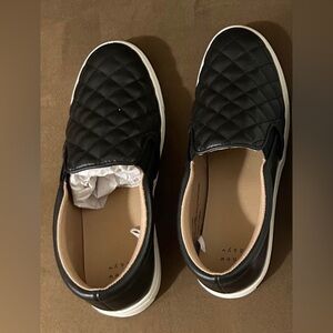 Black Quilted Slip-On Sneakers Size 8